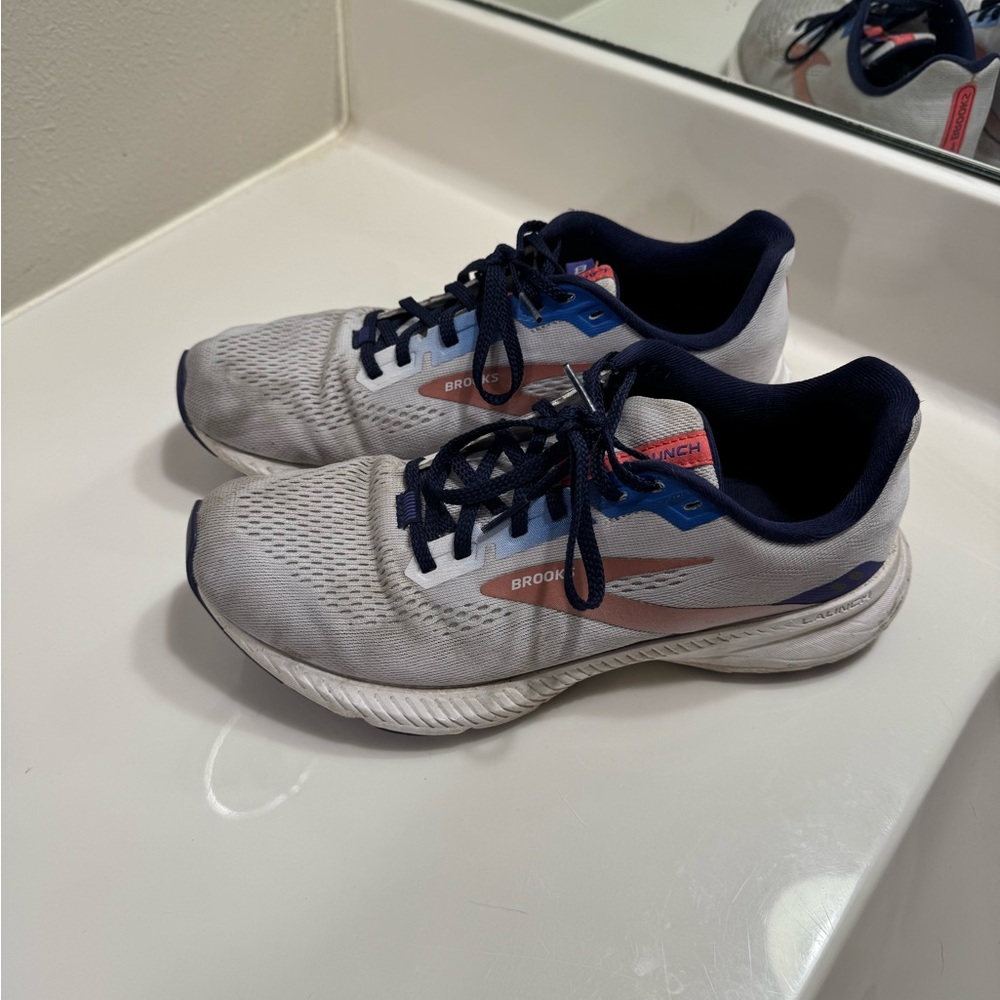 Brooks Athletic Shoes in White and Navy